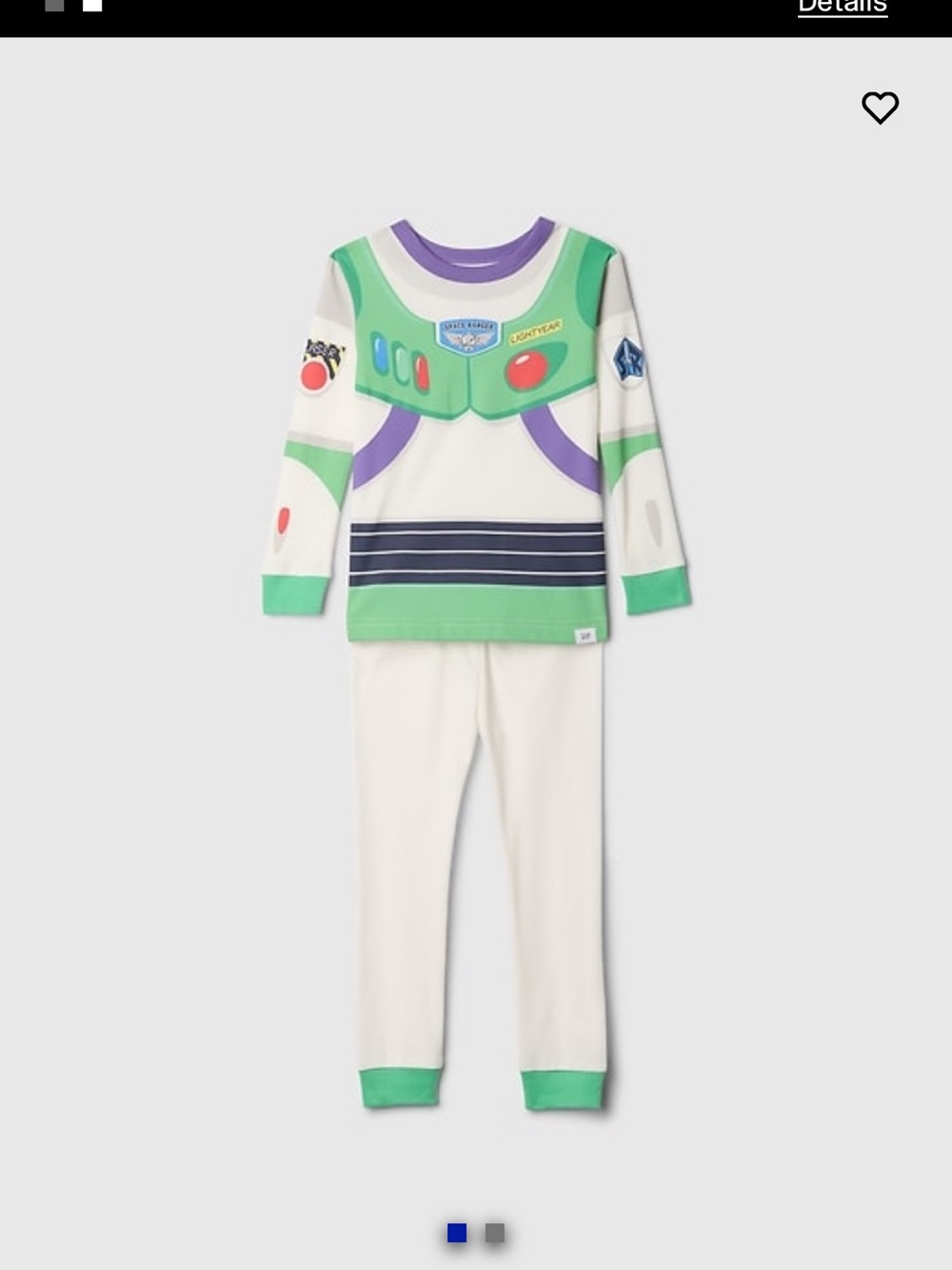 Kids Space Ranger Pajama Set in White & Green